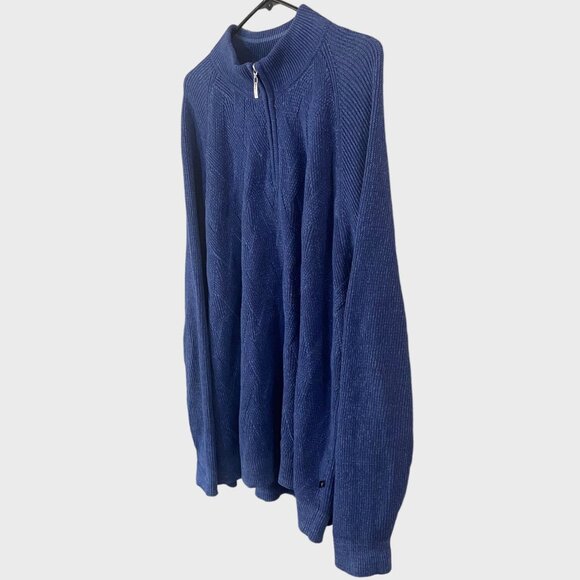 Tommy Bahama Napa Ridge 1/4 Zip Sweater Men's XXL Blue Ribbed Knit Long-Sleeve - Picture 2 of 12